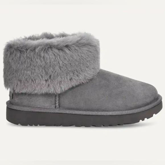 UGG classic gray mini fluff boots size 6 NWOB - Picture 2 of 9